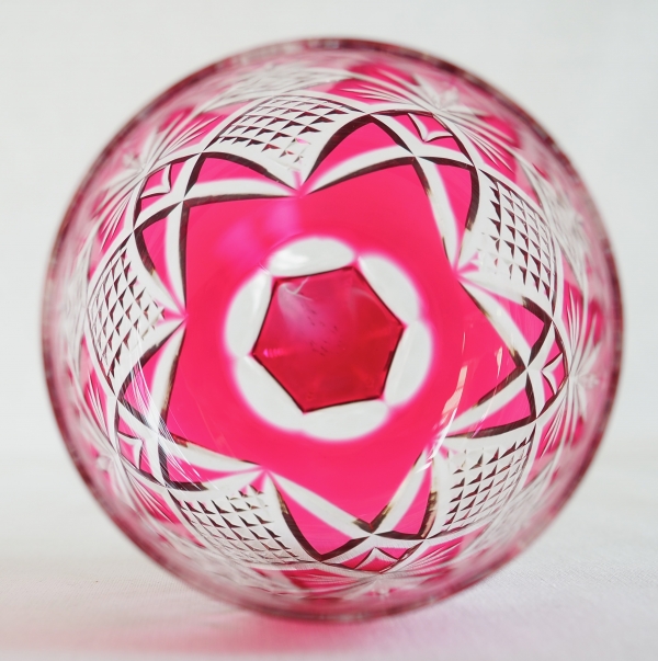 6 Baccarat crystal wine glasses (hock glasses / roemers) Hyeres pattern, pink overlay crystal
