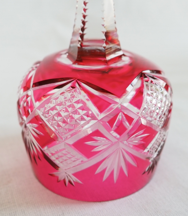 6 Baccarat crystal wine glasses (hock glasses / roemers) Hyeres pattern, pink overlay crystal