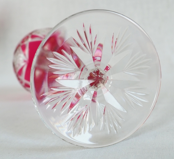 6 Baccarat crystal wine glasses (hock glasses / roemers) Hyeres pattern, pink overlay crystal