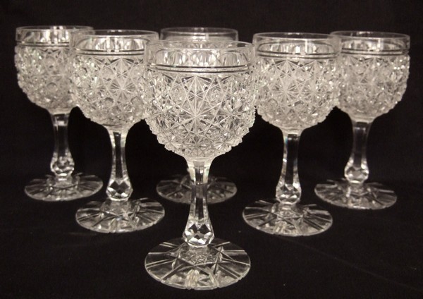 6 Baccarat crystal glasses, late 19th century