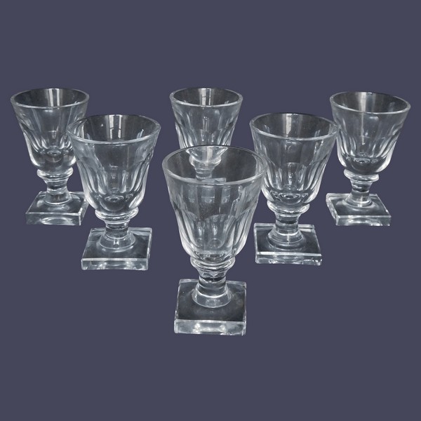 6 Baccarat crystal / Le Creusot liquor glasses, mid 19th century circa 1840