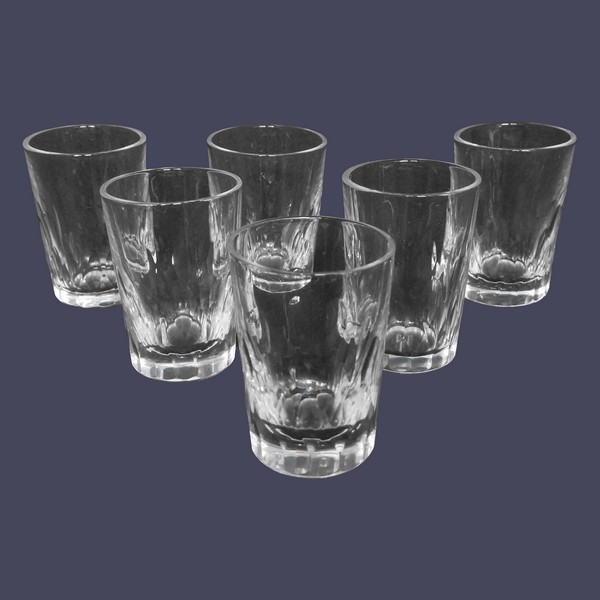 6 Baccarat crystal liquor glasses, Richelieu pattern, late 19th century