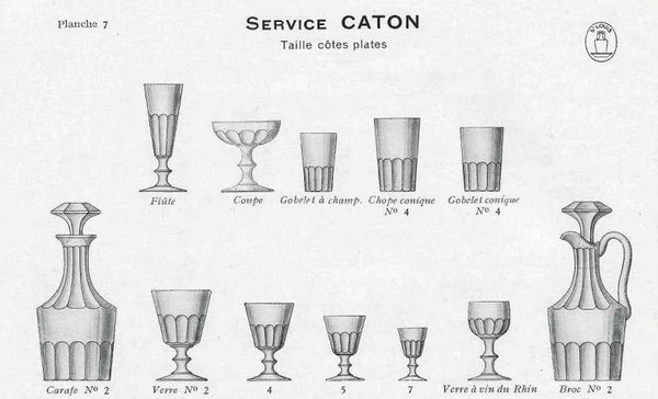 6 verres à liqueur, production Baccarat d'époque milieu XIX siècle (proche modèle Caton)