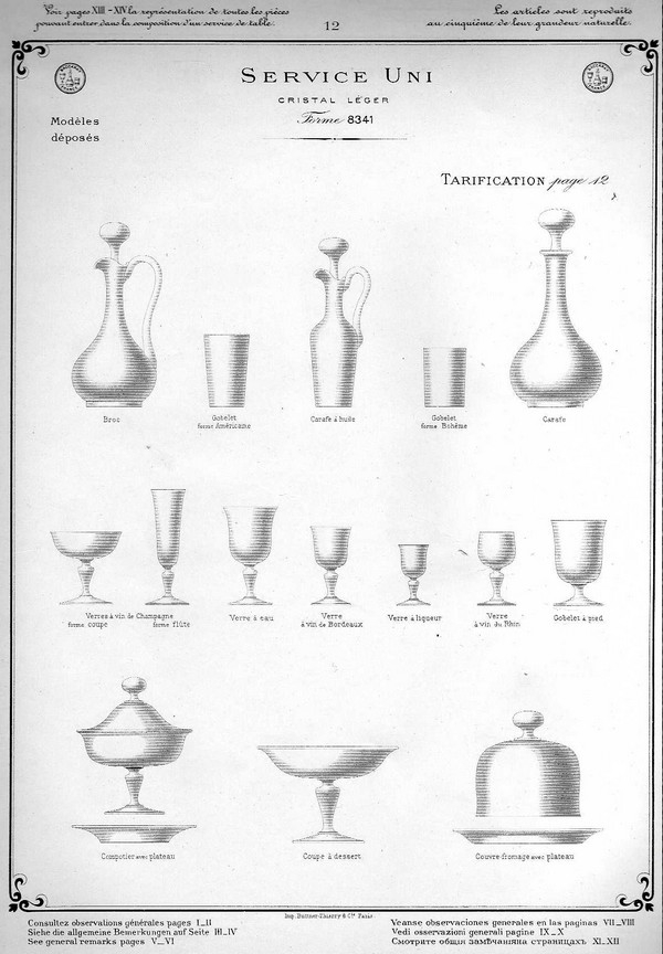 6 verres à liqueur, production Baccarat d'époque milieu XIX siècle à jambe balustre