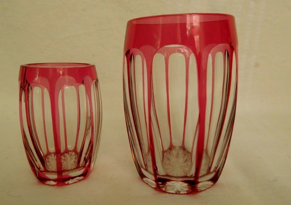 6 St Louis overlay crystal goblets or liquor glasses