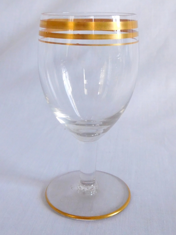 Set of 6 Baccarat crystal port glasses enhanced with fine gold - signed