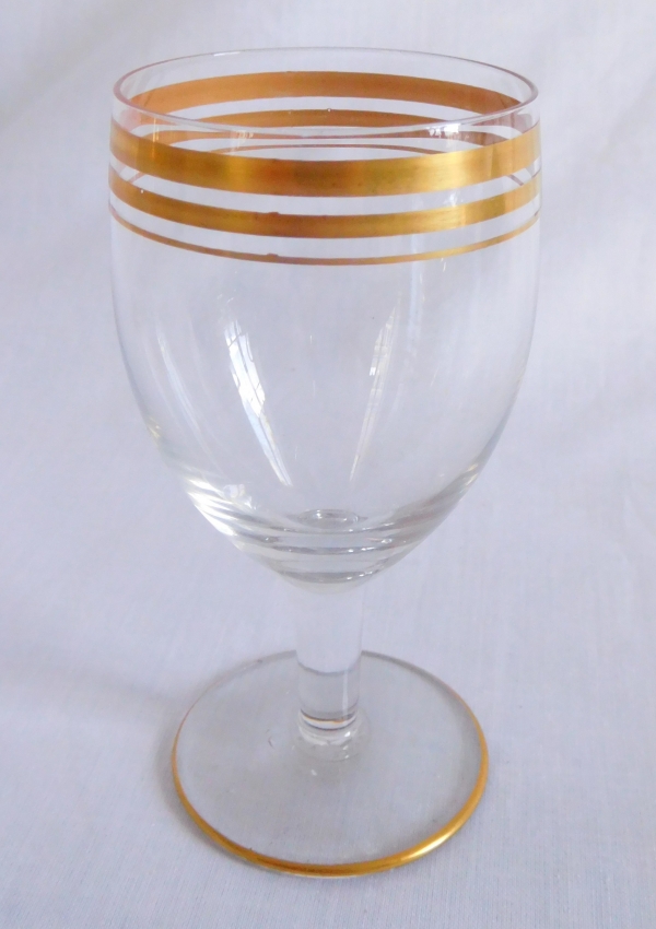 Set of 6 Baccarat crystal port glasses enhanced with fine gold - signed