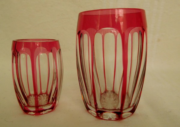 6 St Louis overlay crystal goblets or port glasses