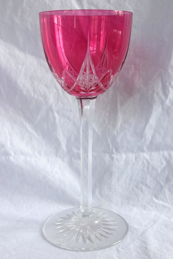 6 verres à vin du Rhin en cristal de Baccarat overlay, modèle Epron