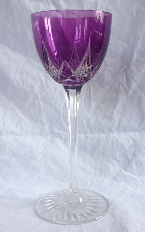 6 verres à vin du Rhin en cristal de Baccarat overlay, modèle Epron
