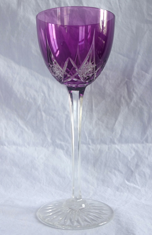 6 verres à vin du Rhin en cristal de Baccarat overlay, modèle Epron