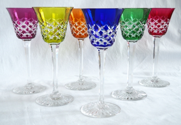 Set of 6 Baccarat crystal hock glasses, Burgos pattern - 19.5cm