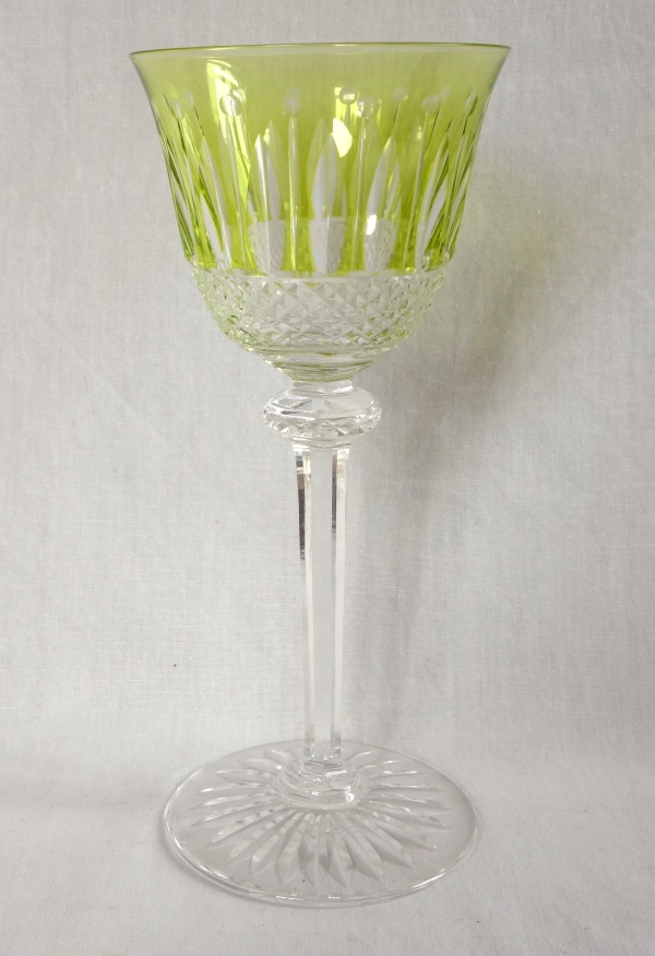 Set of 6 St Louis crystal hock glasses - roemers - Tommy pattern, overlay crystal - signed