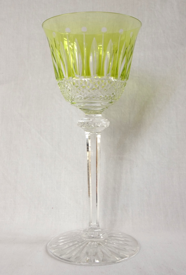 Set of 6 St Louis crystal hock glasses - roemers - Tommy pattern, overlay crystal - signed