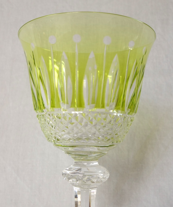 Set of 6 St Louis crystal hock glasses - roemers - Tommy pattern, overlay crystal - signed