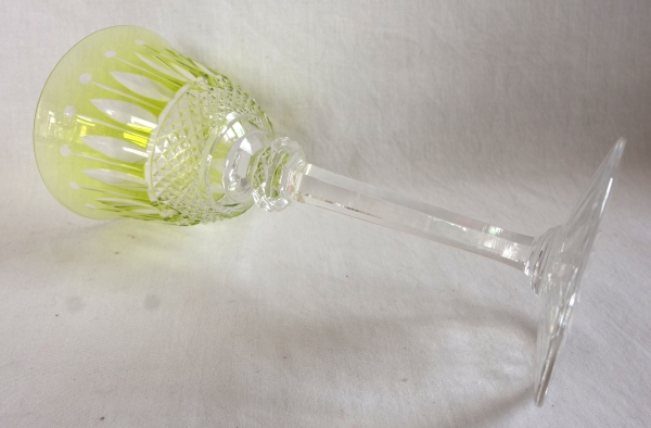 Set of 6 St Louis crystal hock glasses - roemers - Tommy pattern, overlay crystal - signed