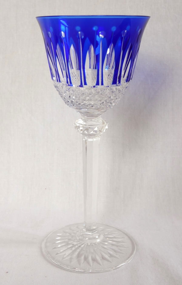 Set of 6 St Louis crystal hock glasses - roemers - Tommy pattern, overlay crystal - signed