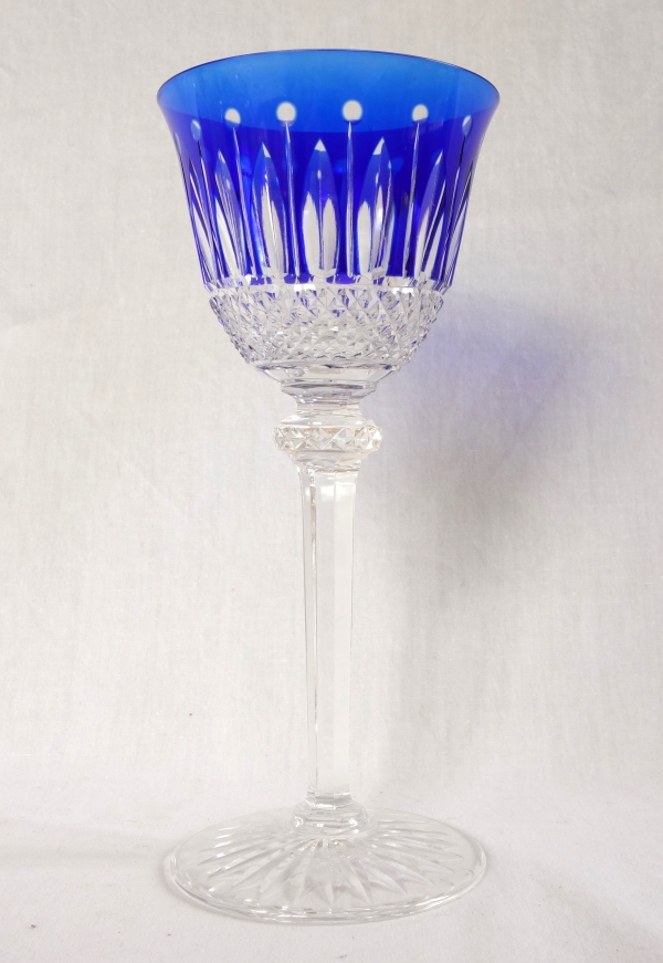 Set of 6 St Louis crystal hock glasses - roemers - Tommy pattern, overlay crystal - signed