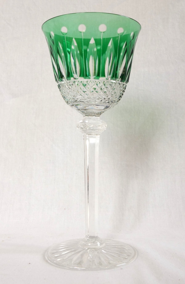 Set of 6 St Louis crystal hock glasses - roemers - Tommy pattern, overlay crystal - signed