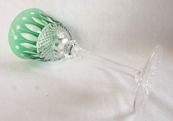 Set of 6 St Louis crystal hock glasses - roemers - Tommy pattern, overlay crystal - signed