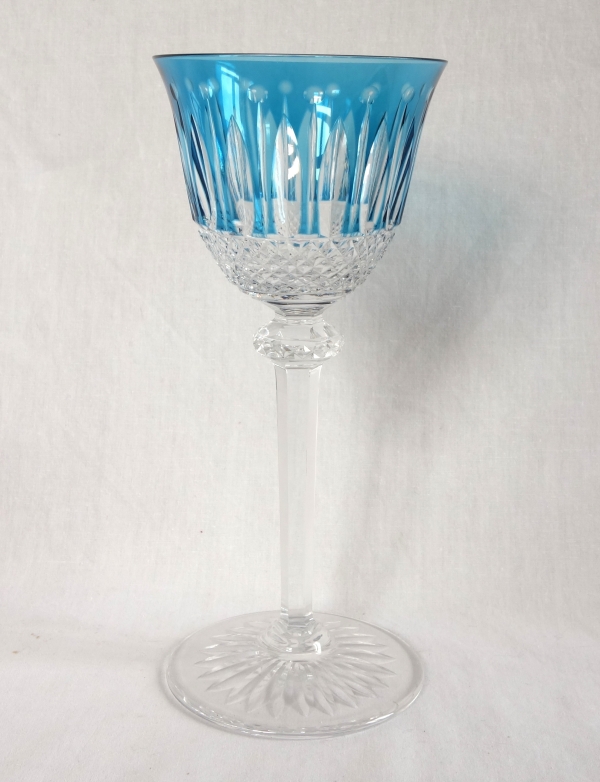 Set of 6 St Louis crystal hock glasses - roemers - Tommy pattern, overlay crystal - signed