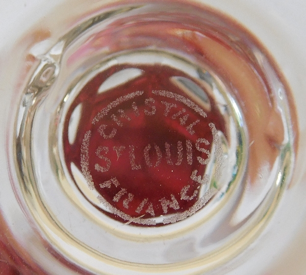 6 verres à vin du Rhin en cristal de St Louis overlay, modèle Chantilly - signés