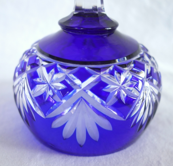 6 Baccarat crystal hock glasses, Massenet pattern, cobalt blue coloured overlay crystal