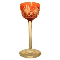 Série de 8 verres à liqueur en cristal de St Louis - cristal overlay orange - Modèle Massenet