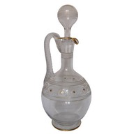 Baccarat crystal wine decanter / ewer enhanced with fine gold