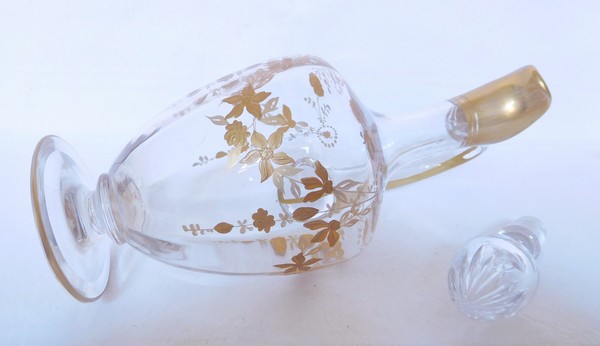 Baccarat crystal wine decanter / ewer enhanced with fine gold