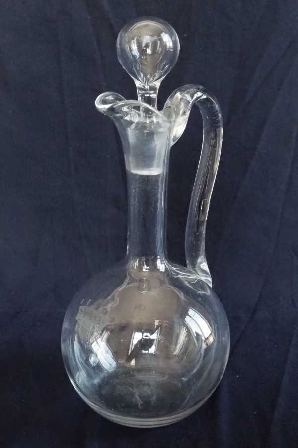 Baccarat crystal wine bottle / ewer engraved with a crown of Baron - 27.5cm