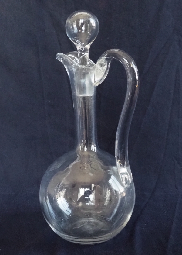 Baccarat crystal wine bottle / ewer engraved with a crown of Baron - 27.5cm