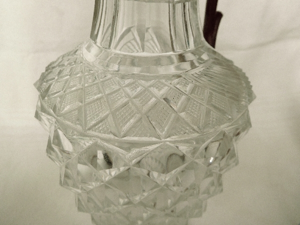 Crystal ewer / pitcher - Charles X Restoration period - Le Creusot or Baccarat circa 1820