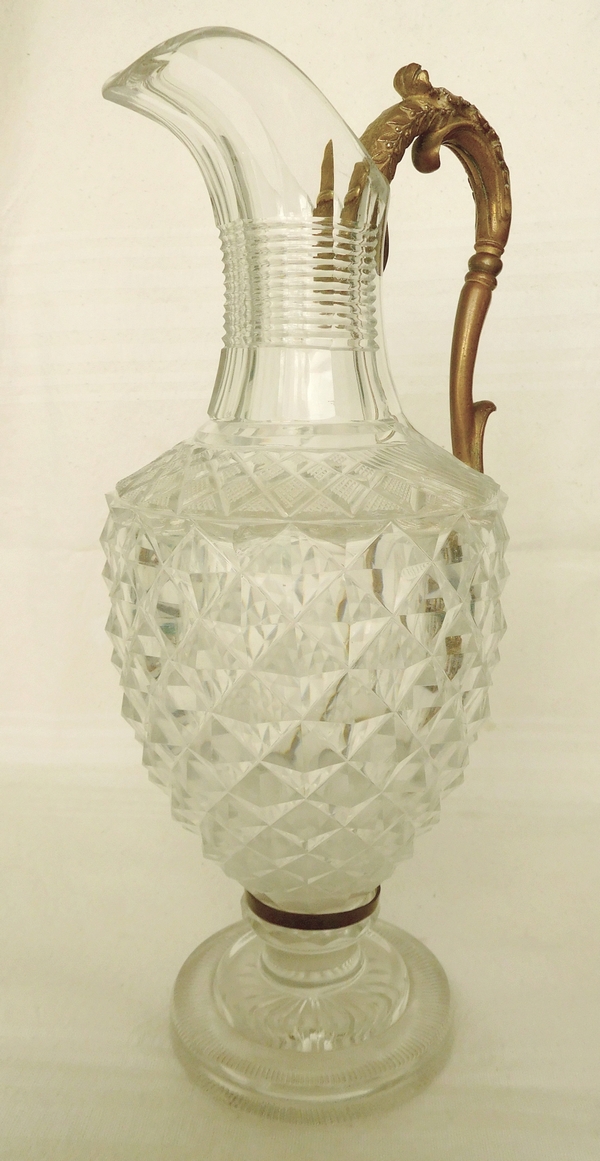 Crystal ewer / pitcher - Charles X Restoration period - Le Creusot or Baccarat circa 1820