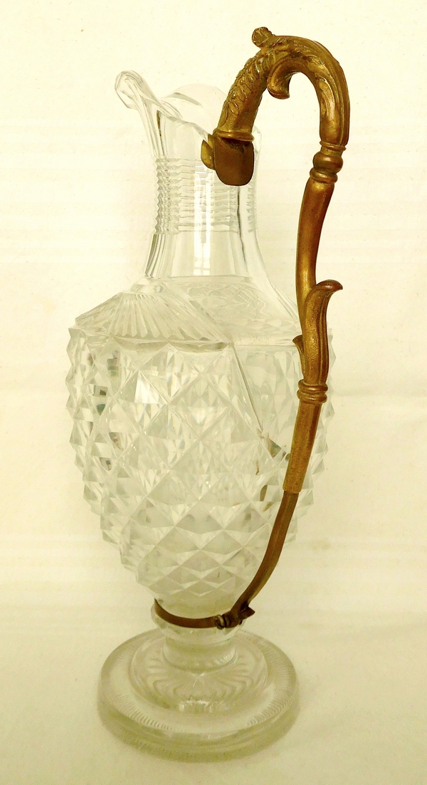 Crystal ewer / pitcher - Charles X Restoration period - Le Creusot or Baccarat circa 1820