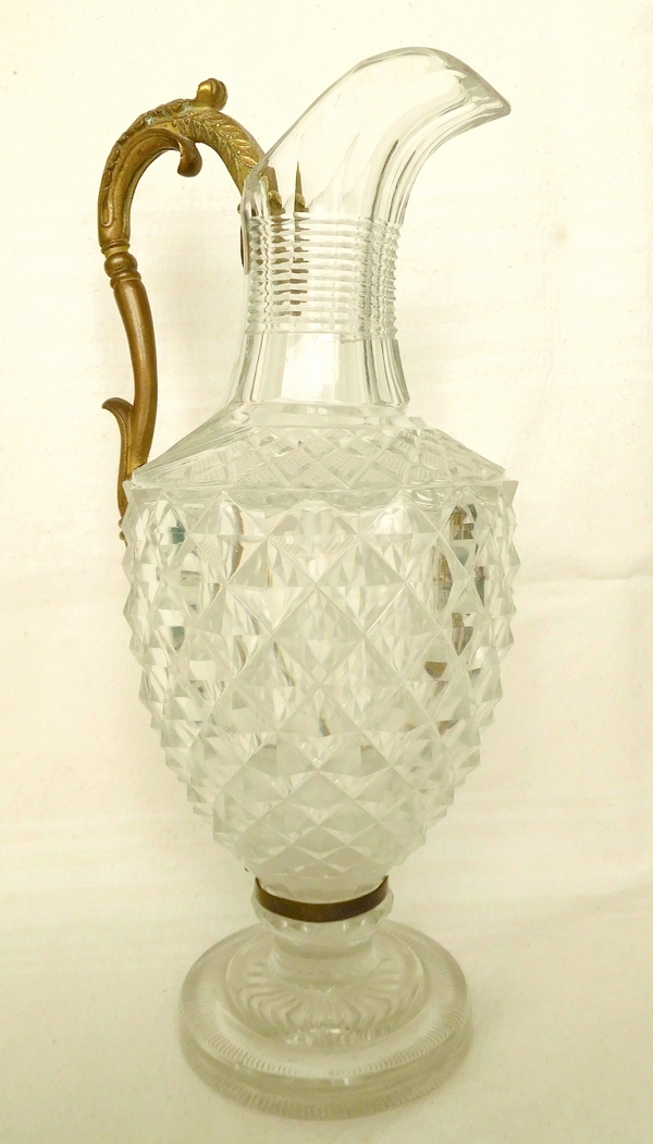 Crystal ewer / pitcher - Charles X Restoration period - Le Creusot or Baccarat circa 1820