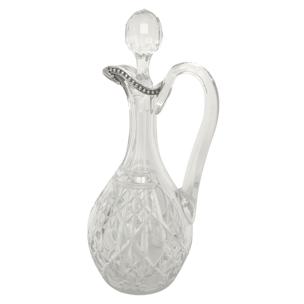 Rare Baccarat crystal and sterling silver ewer / decanter, Juigne pattern