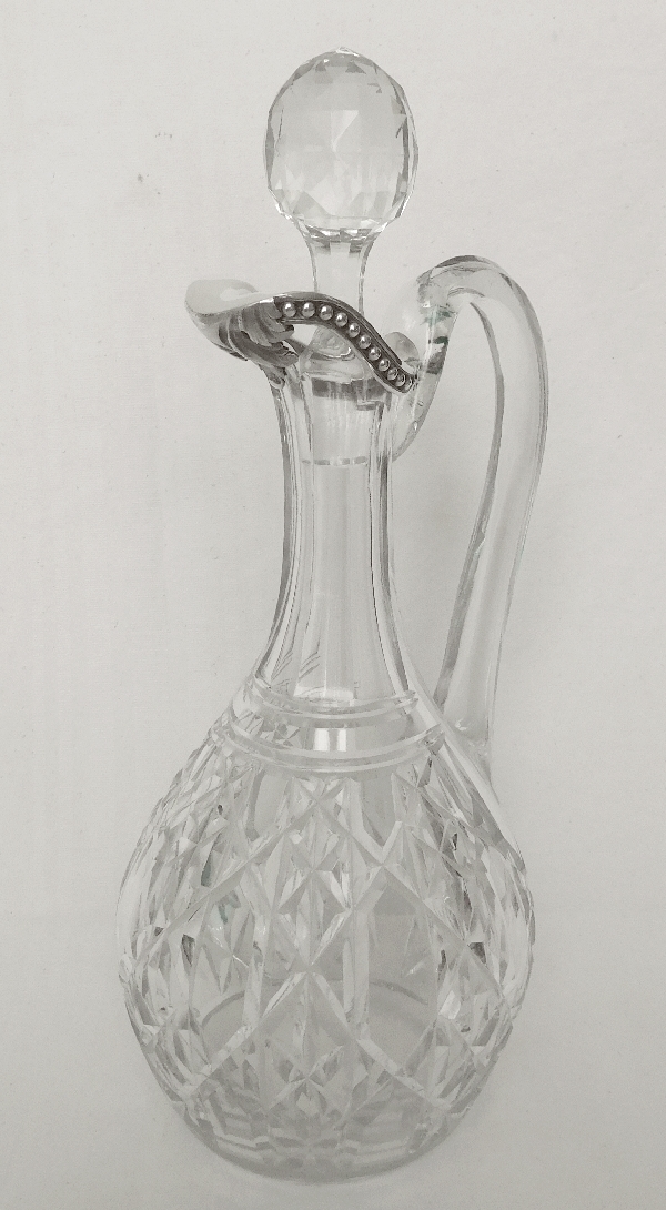 Rare Baccarat crystal and sterling silver ewer / decanter, Juigne pattern