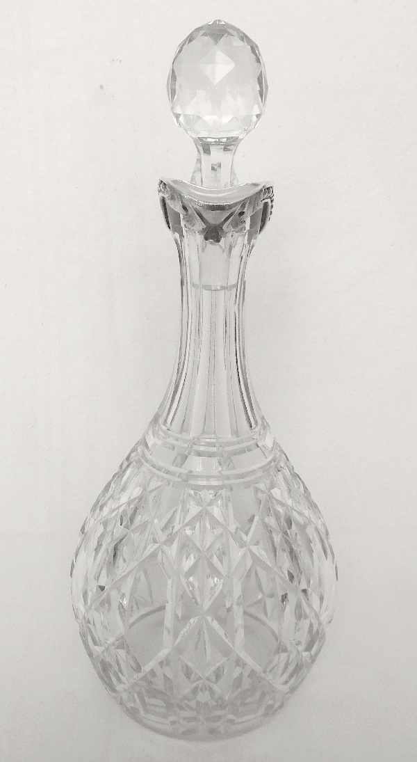 Rare Baccarat crystal and sterling silver ewer / decanter, Juigne pattern