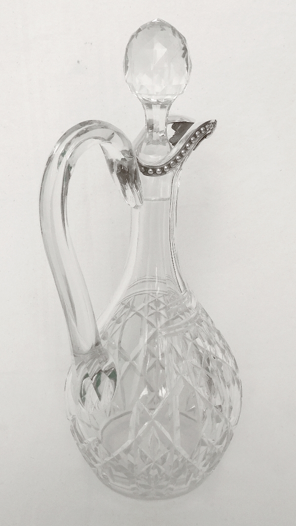 Rare Baccarat crystal and sterling silver ewer / decanter, Juigne pattern