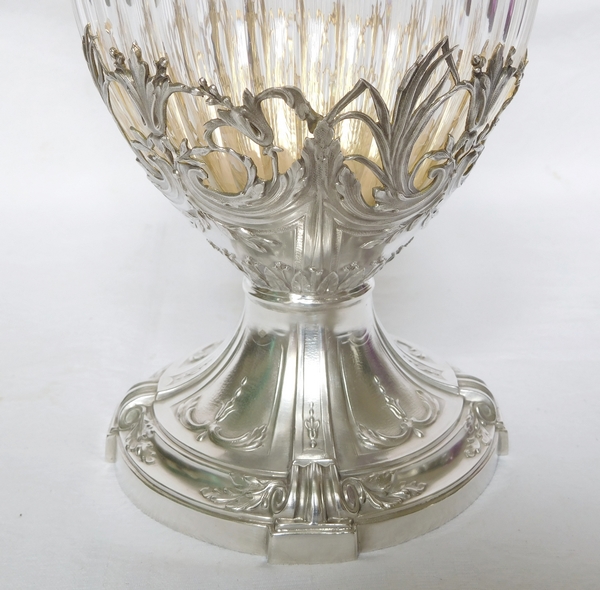 Louis XVI style crystal, sterling silver and vermeil ewer, late 19th century