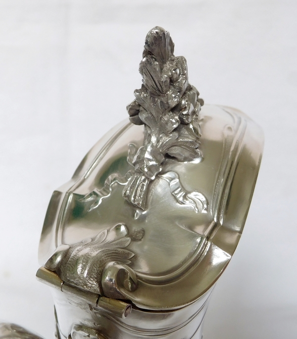 Aiguière de style Louis XVI en cristal de Baccarat & argent massif, fin XIXe / début XXe, par Henri Ofti