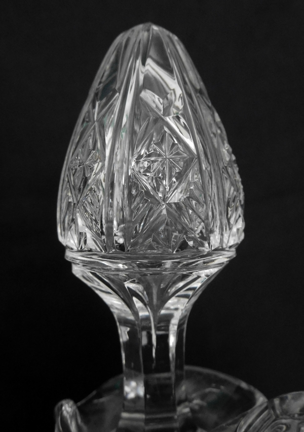 Aiguière carafe à anse en cristal de Baccarat finement taillé forme 9056 - étiquette papier