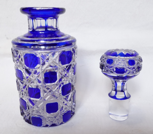 Baccarat overlay crystal perfume bottle, Diamants Pierreries pattern, blue overlay crystal - 14.5cm