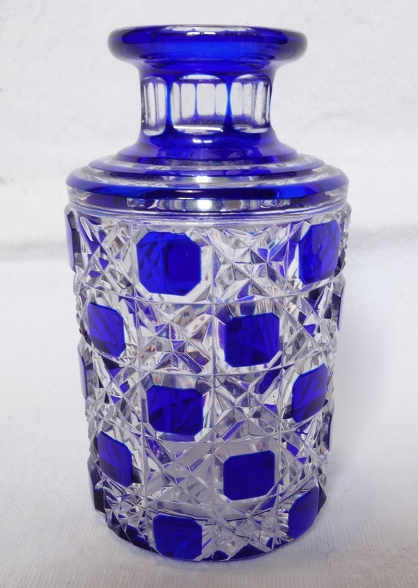 Baccarat overlay crystal perfume bottle, Diamants Pierreries pattern, blue overlay crystal - 14.5cm