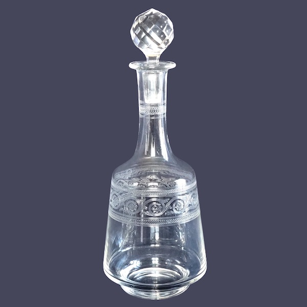 Baccarat crystal wine decanter - engraved Athenian pattern