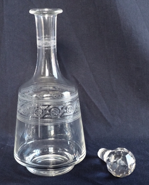 Baccarat crystal wine decanter - engraved Athenian pattern