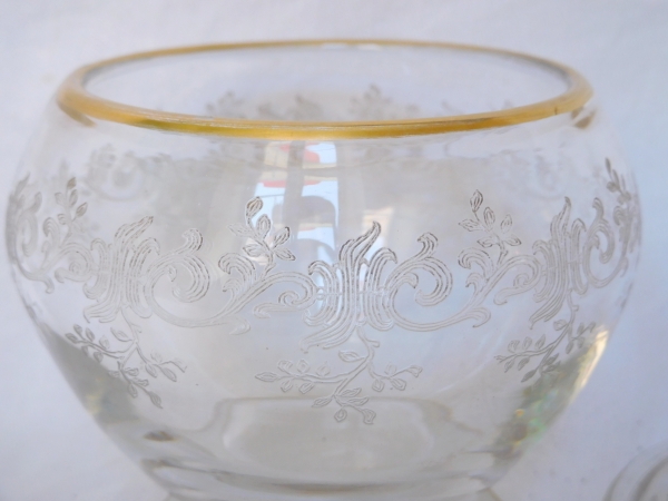 Baccarat crystal sugar pot, Sevigne pattern enhanced with fine gold