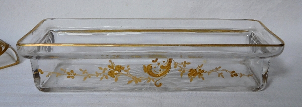 Boîte à brosses en cristal de Baccarat, modèle Louis XV rehaussé à l'or fin