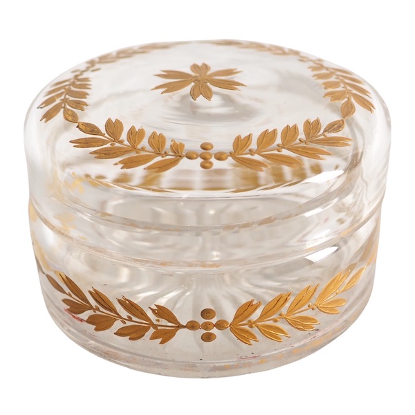 Empire style Baccarat crystal powder box / cufflinks box enhanced with fine gold